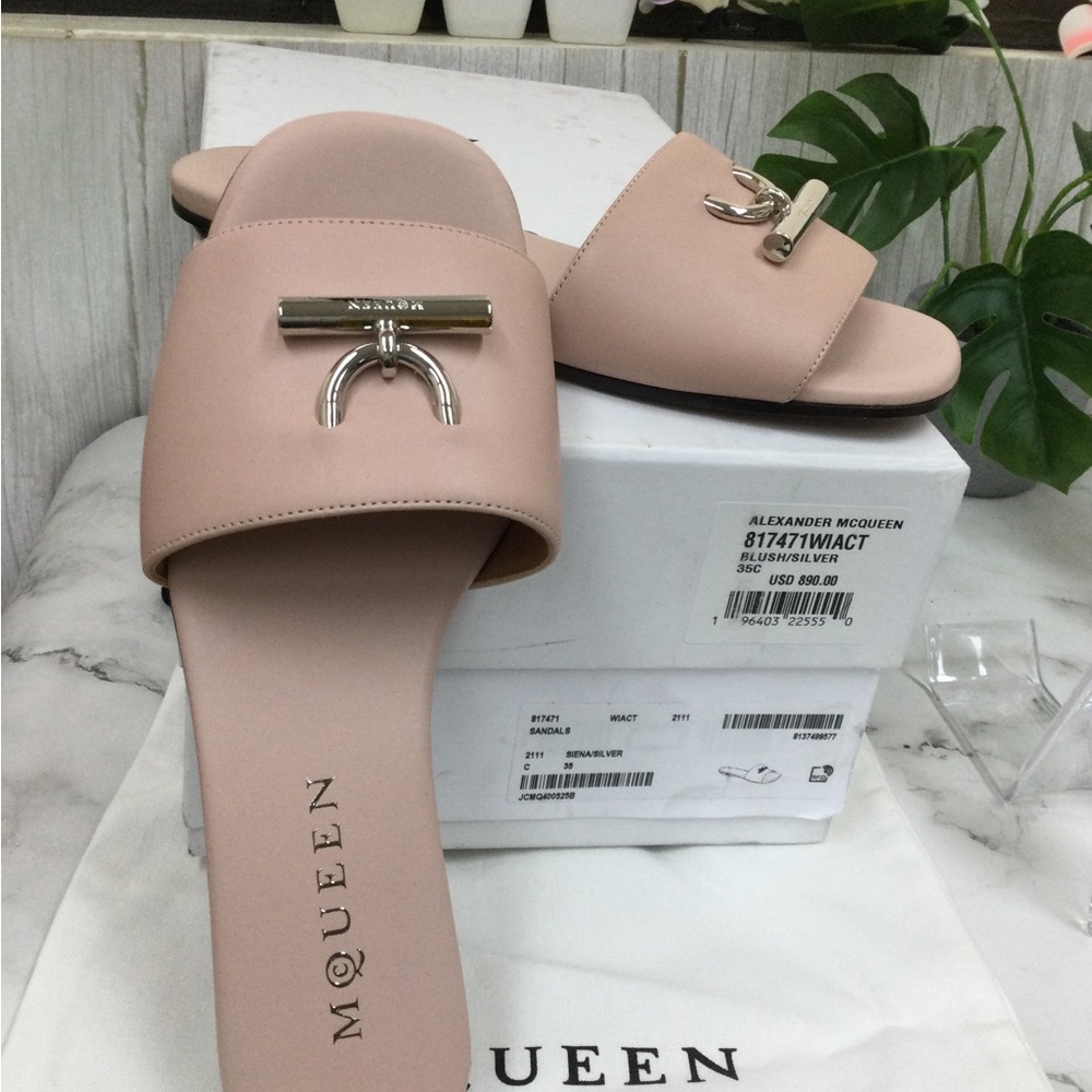 NWT Alexander McQueen Blush Slide Sandals